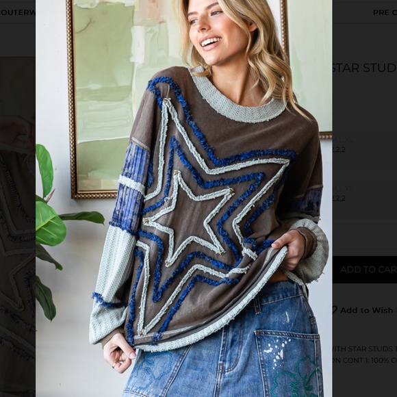 Oli and Hali “ San Juan 2 “ Oli & Hali Mixed Fabric Star Patch Top 36 - Picture 2 of 11